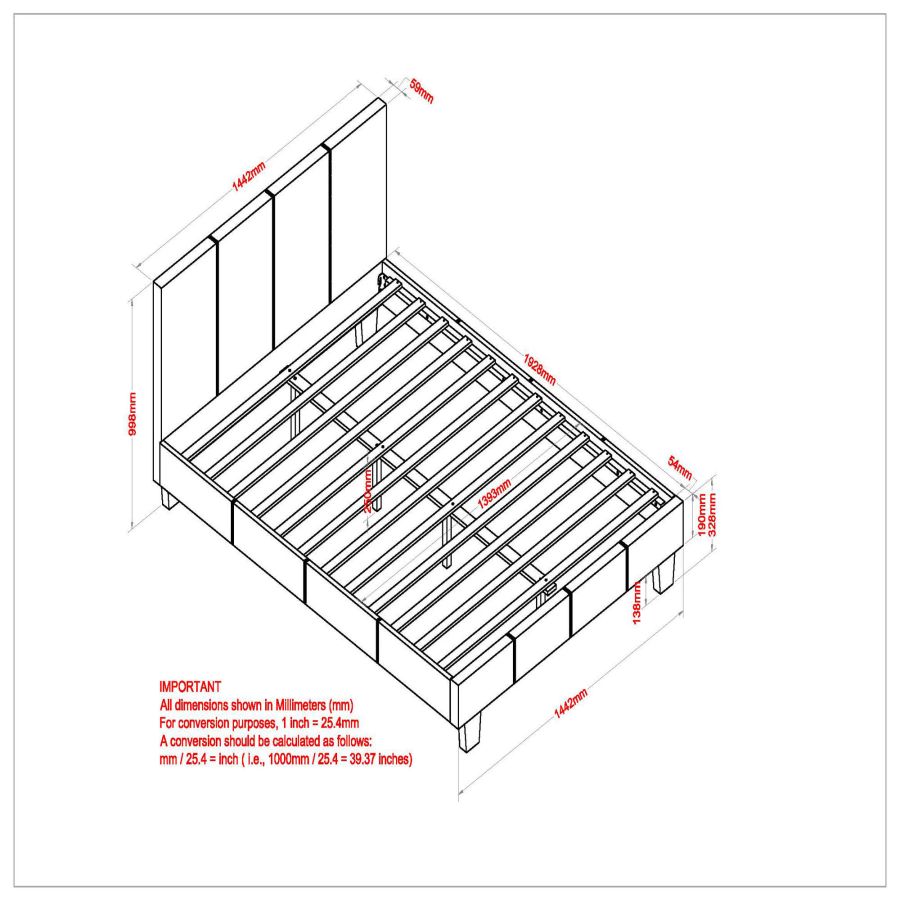 Lit plateforme double 54" Nevis en noir