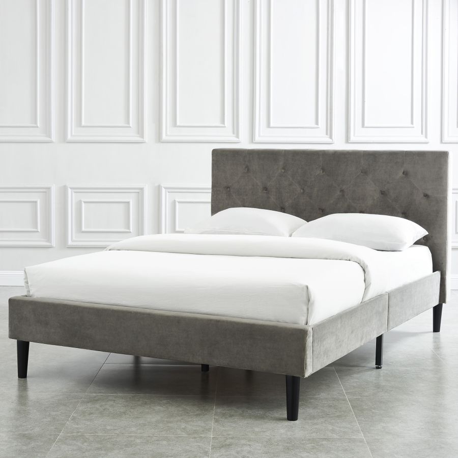 Lit plateforme double 54" Armando en gris