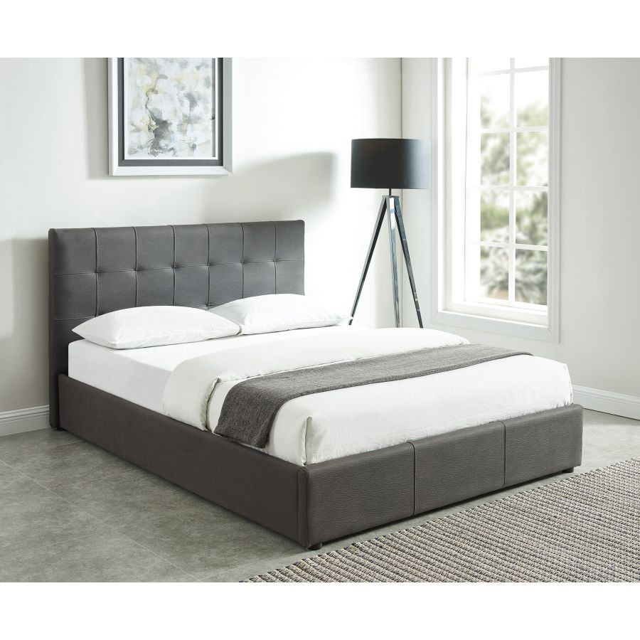 Très grand lit de rangement plateforme Extara de 78 po en gris