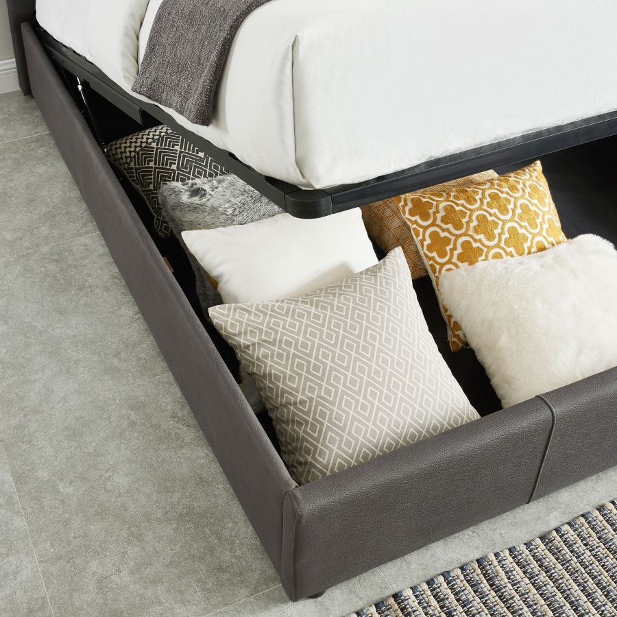 Très grand lit de rangement plateforme Extara de 78 po en gris