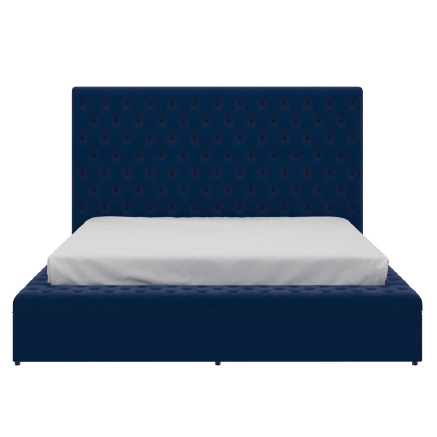 Grand lit plateforme Adonis 60" avec rangement en bleu