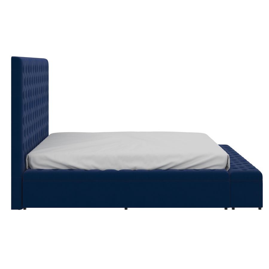 Grand lit plateforme Adonis 60" avec rangement en bleu