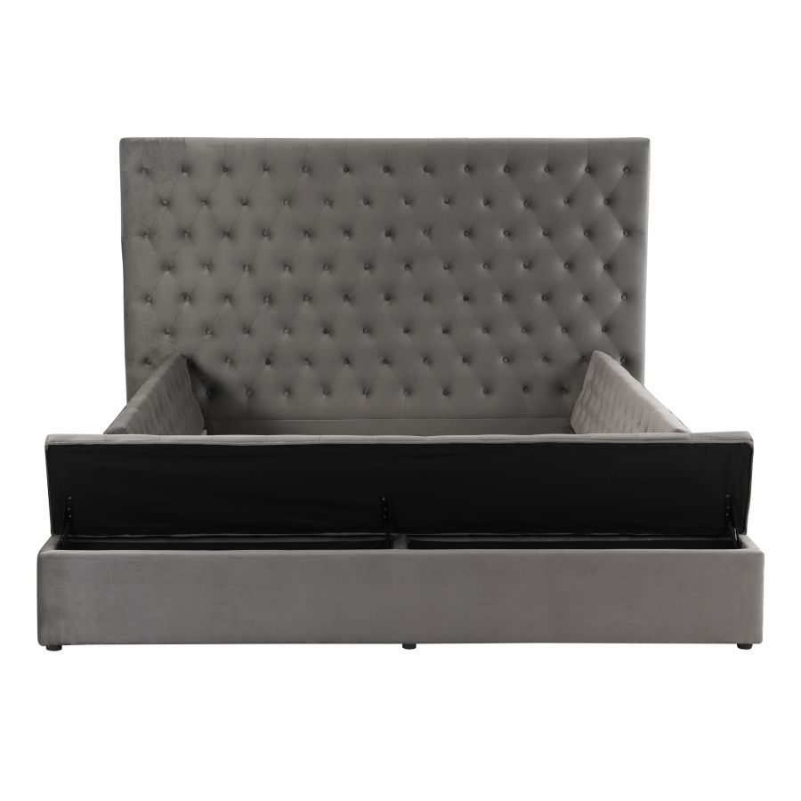 Grand lit plateforme Adonis 60" avec rangement en gris