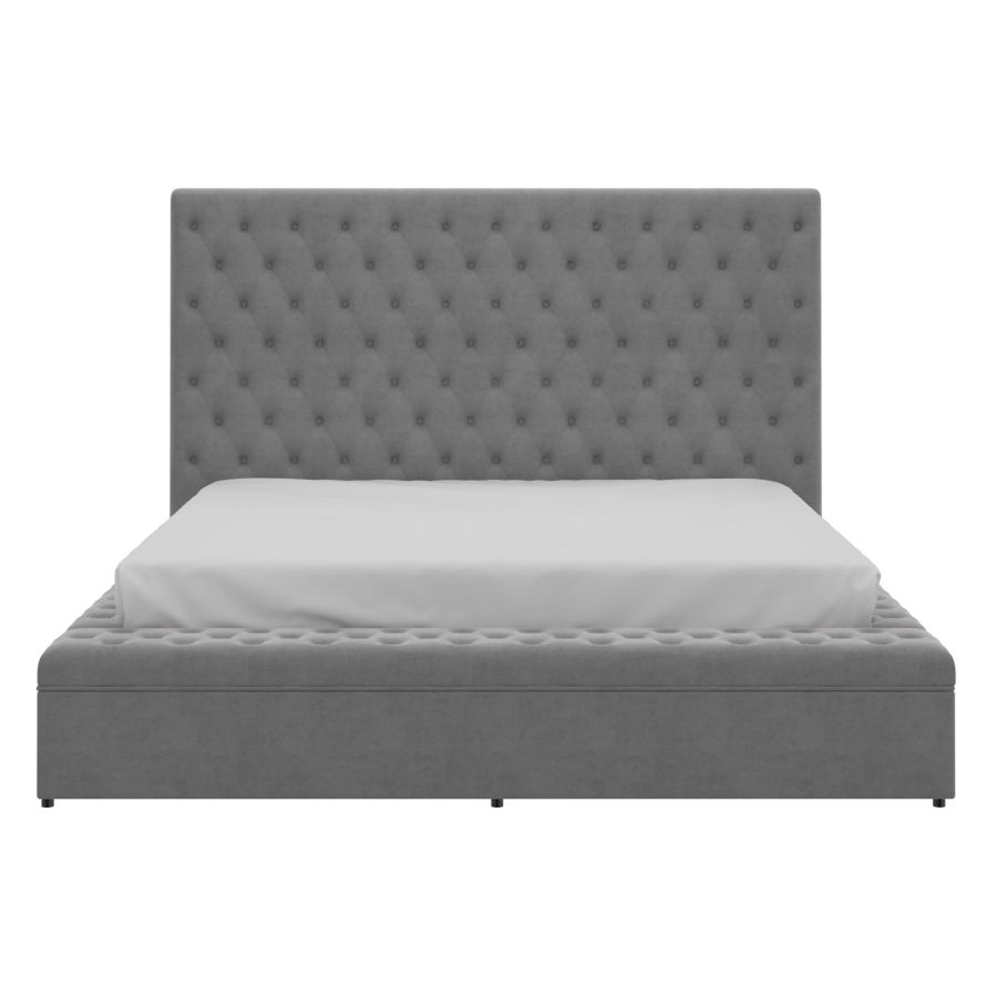 Grand lit plateforme Adonis 60" avec rangement en gris