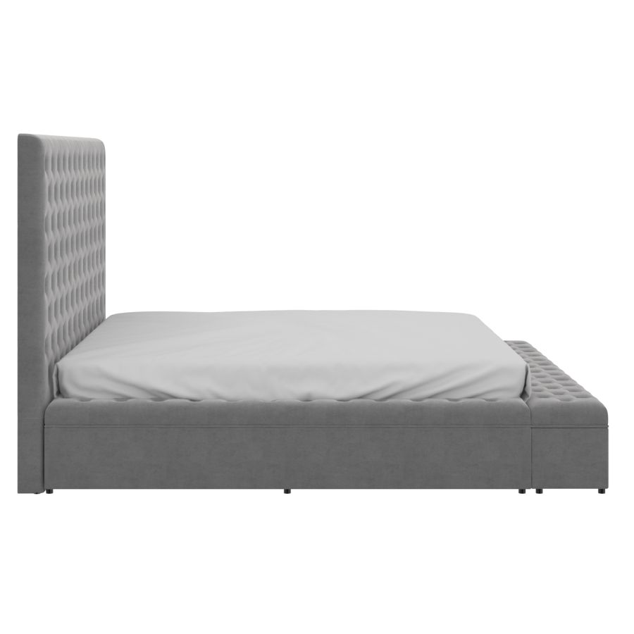 Grand lit plateforme Adonis 60" avec rangement en gris