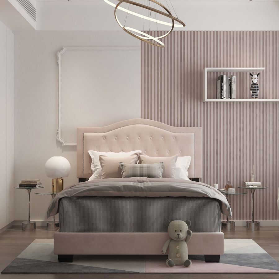 Lit double Pixie de 54 po en rose poudré