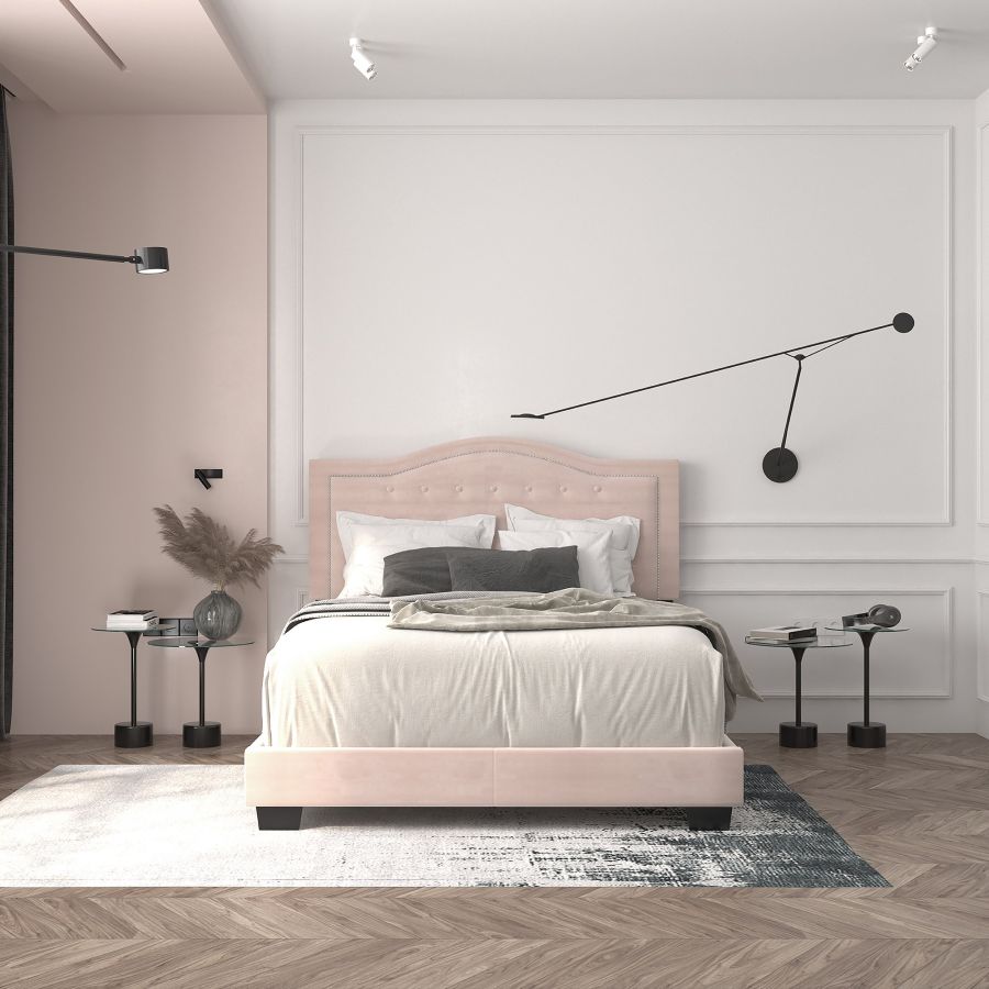 Lit queen 60" Pixie en rose poudré
