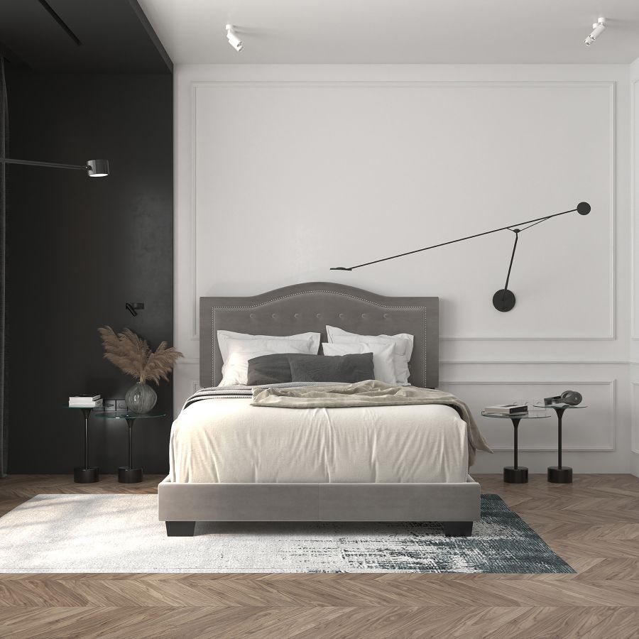 Lit queen 60" Pixie en gris clair