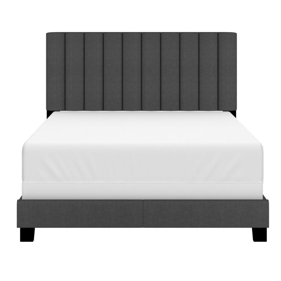 Lit double Jedd de 54 po en tissu anthracite