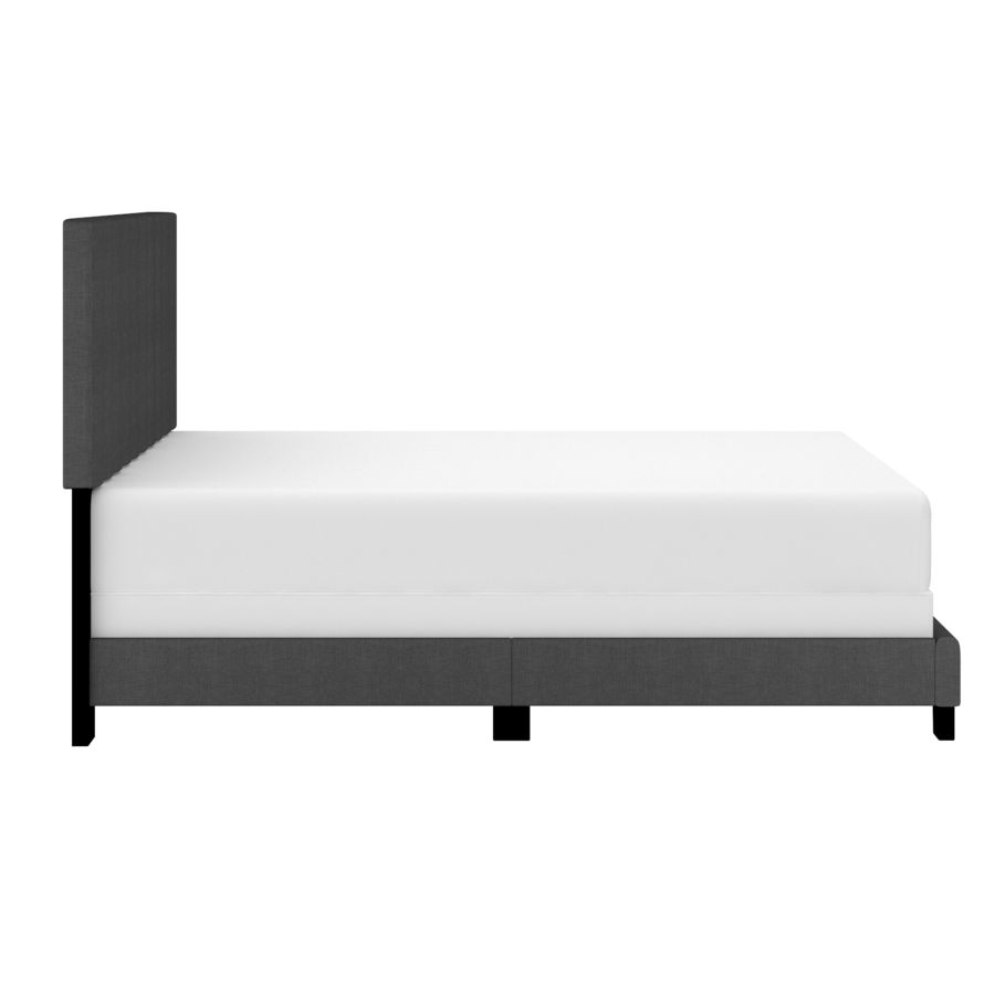 Lit double Jedd de 54 po en tissu anthracite