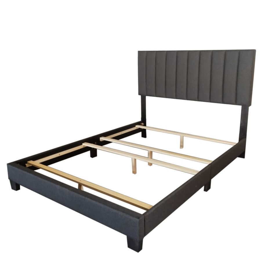 Lit double Jedd de 54 po en tissu anthracite