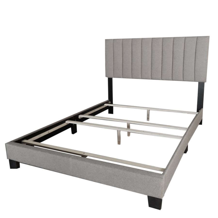 Lit double Jedd 54" en tissu gris clair
