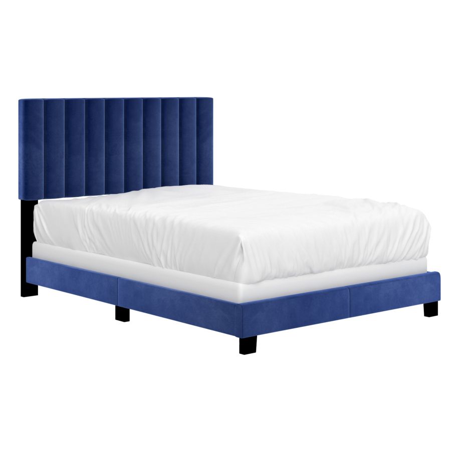 Lit double Jedd 54" en velours bleu