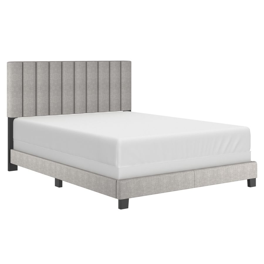 Lit queen 60" Jedd en tissu gris clair
