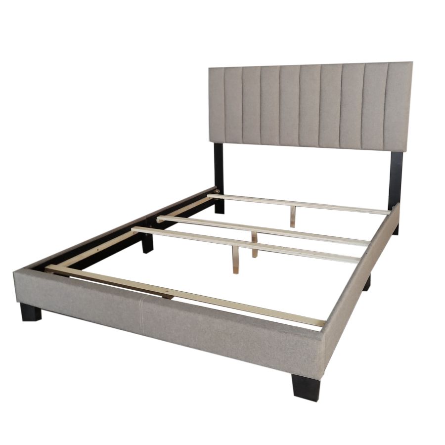 Lit queen 60" Jedd en tissu gris clair