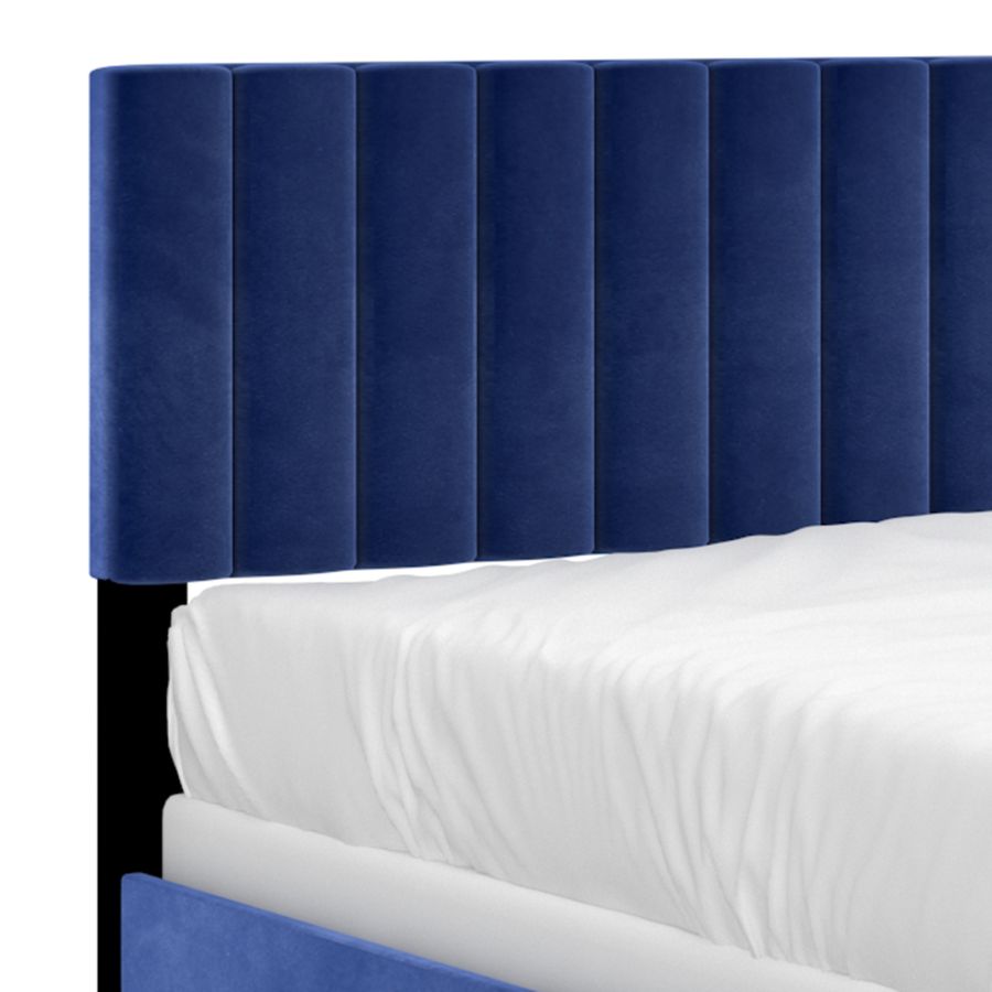 Lit queen 60" Jedd en velours bleu