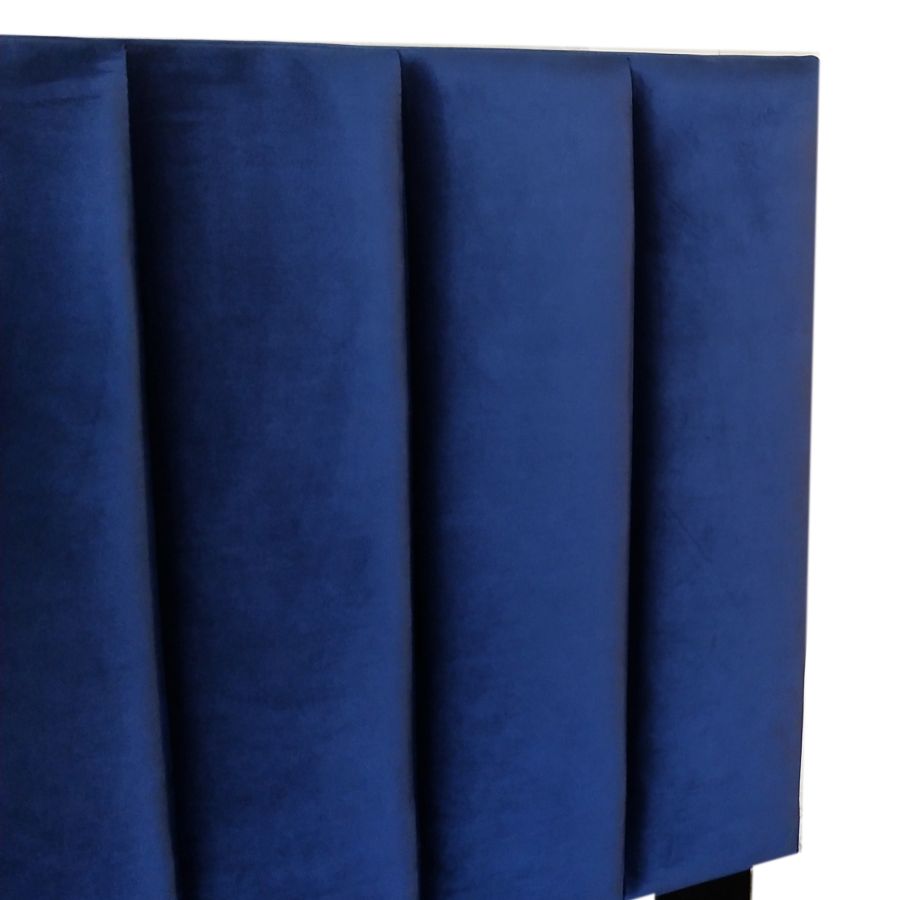 Lit queen 60" Jedd en velours bleu