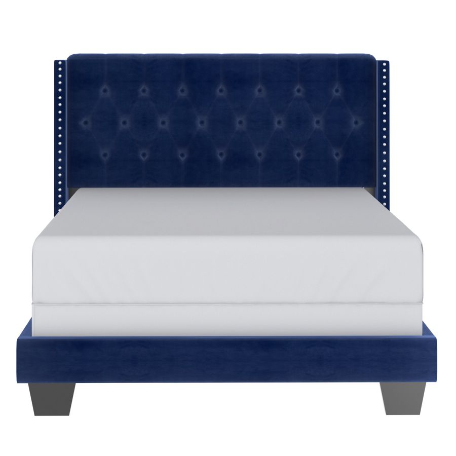 Lit double Gunner 54" en velours bleu