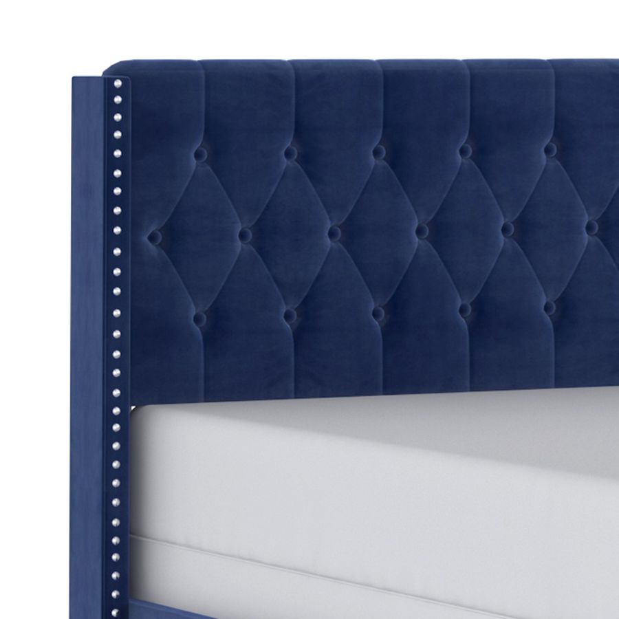 Lit double Gunner 54" en velours bleu