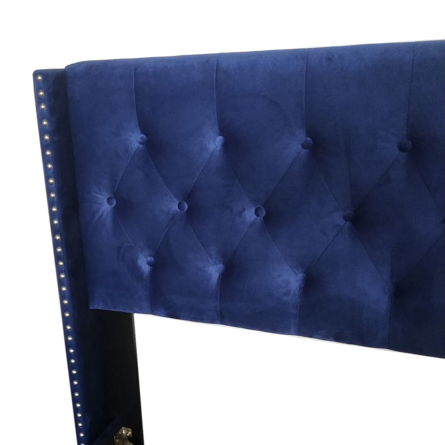 Lit double Gunner 54" en velours bleu