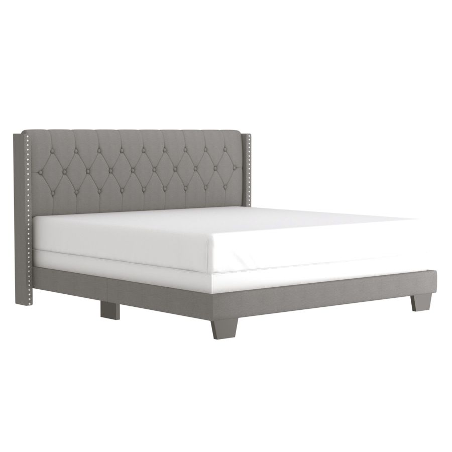 Très grand lit Gunner de 78 po en tissu gris clair