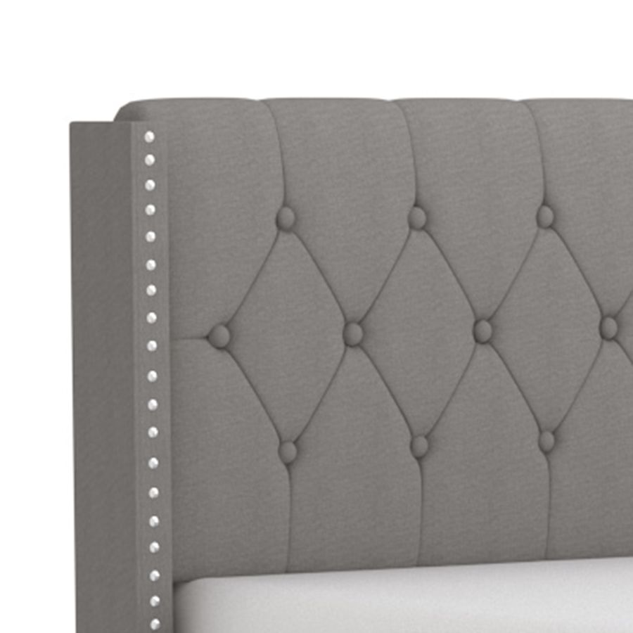 Très grand lit Gunner de 78 po en tissu gris clair