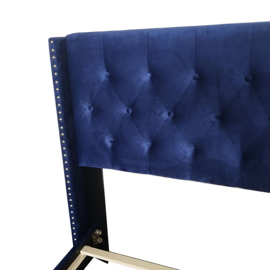 Grand lit Gunner 60" en velours bleu