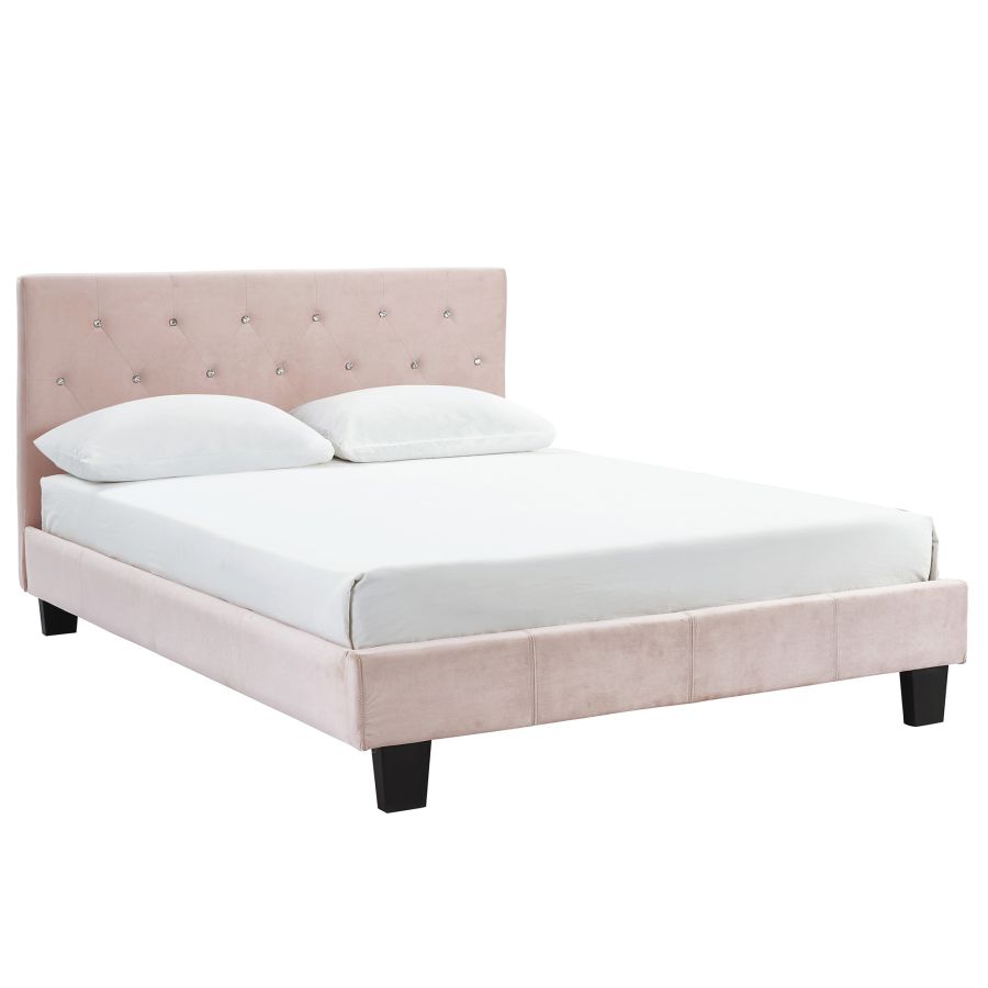 Lit plateforme double 54 po Jazelle en rose poudré