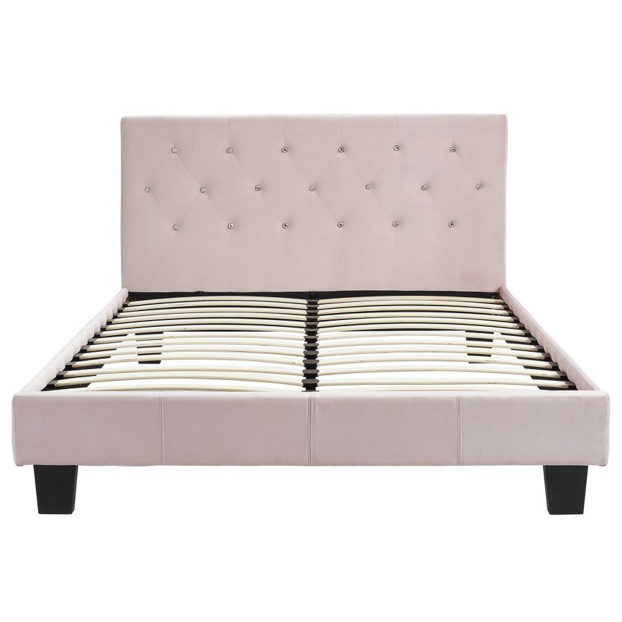 Grand lit plateforme Jazelle de 60 po en rose poudré