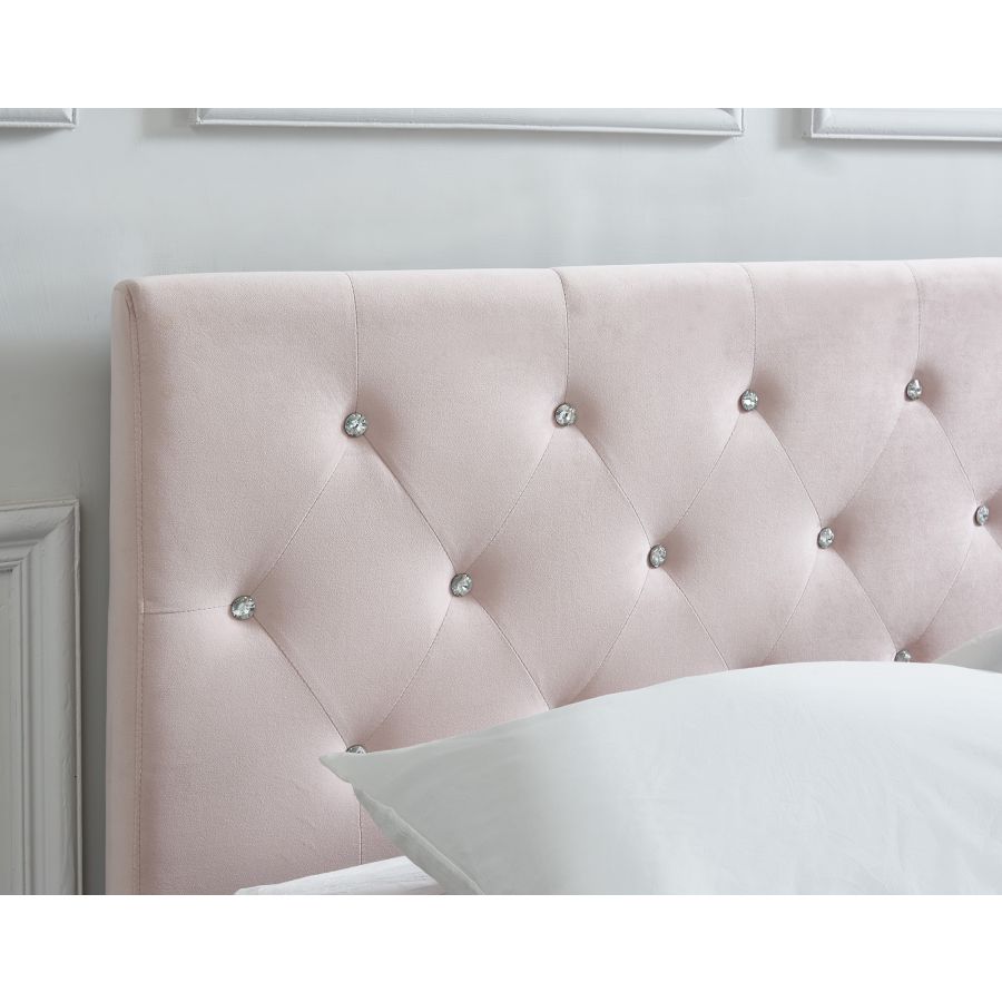 Grand lit plateforme Jazelle de 60 po en rose poudré