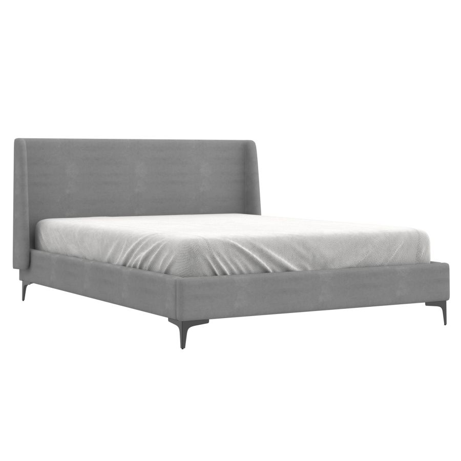 Grand lit plateforme Hambourg de 60 po en gris