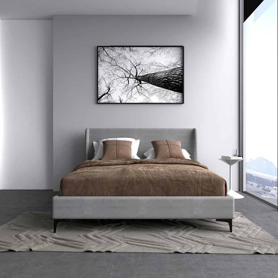 Grand lit plateforme Hambourg de 60 po en gris