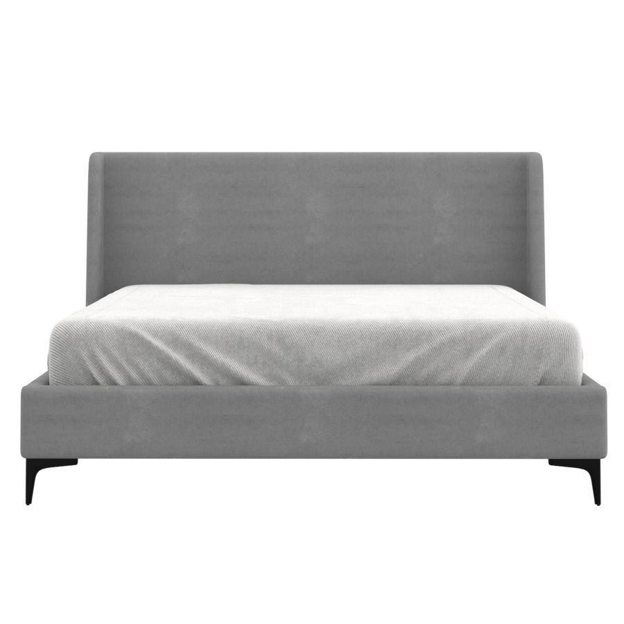 Grand lit plateforme Hambourg de 60 po en gris