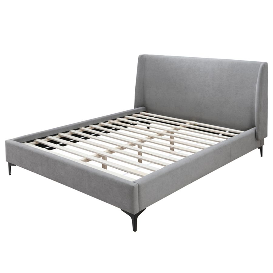 Grand lit plateforme Hambourg de 60 po en gris