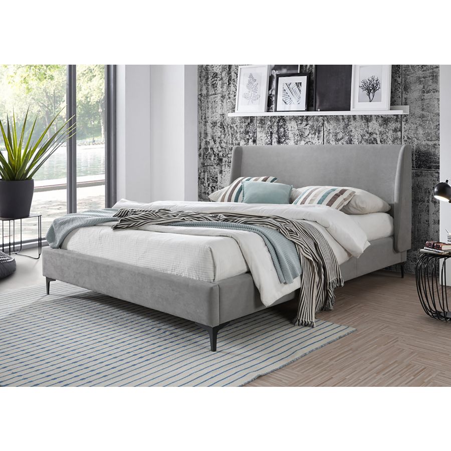 Grand lit plateforme Hambourg de 60 po en gris