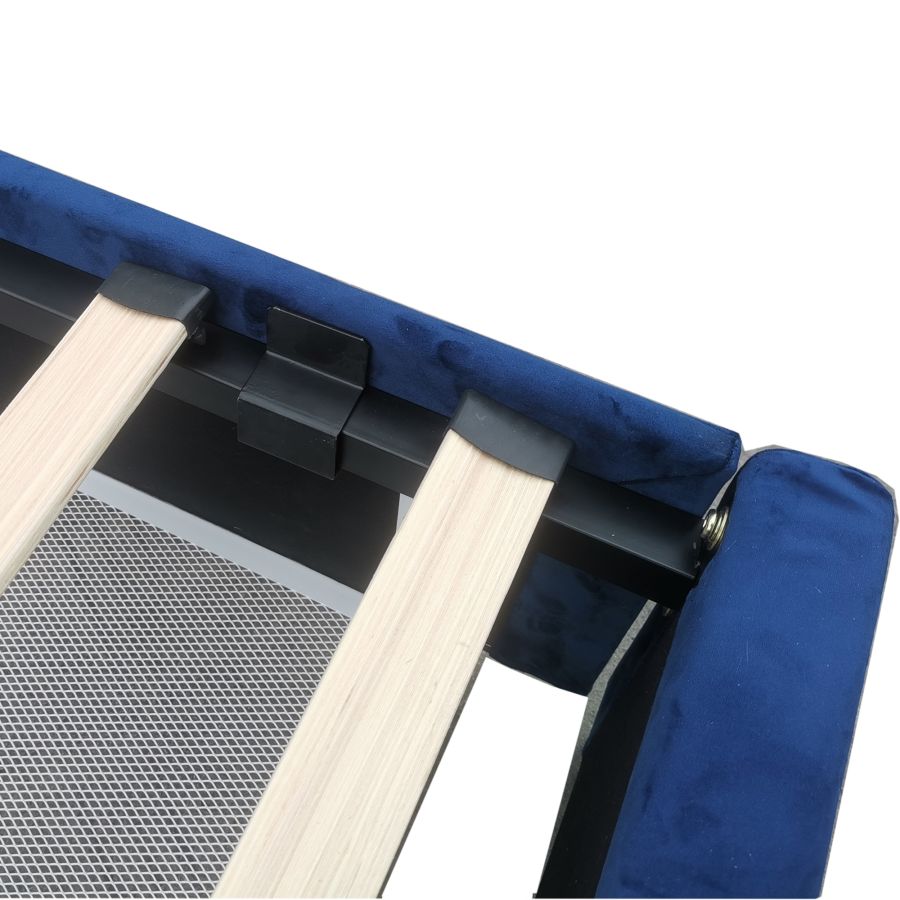 Grand lit plateforme Diana 60" avec tiroirs de rangement en bleu