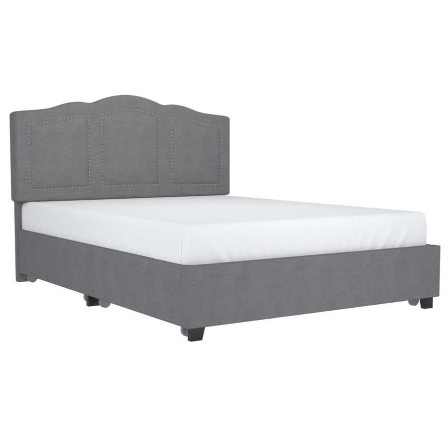 Grand lit plateforme Diana 60" avec tiroirs de rangement en gris