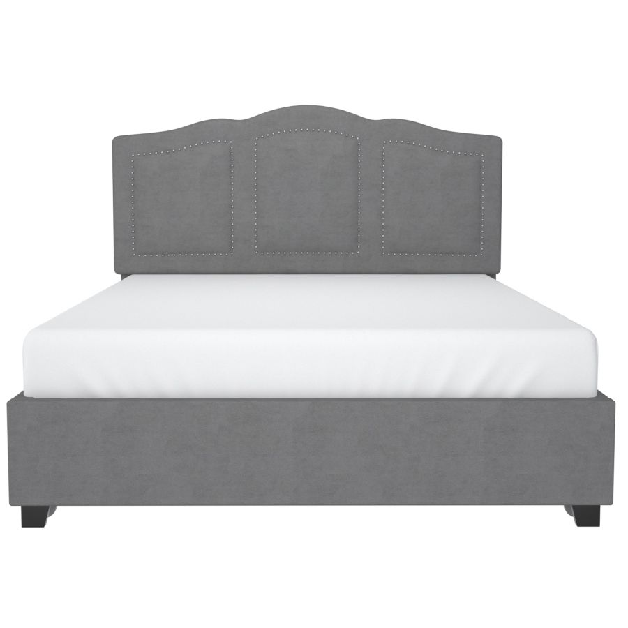 Grand lit plateforme Diana 60" avec tiroirs de rangement en gris