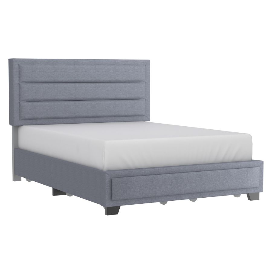 Lit plateforme double 54" Russell avec tiroirs de rangement en gris