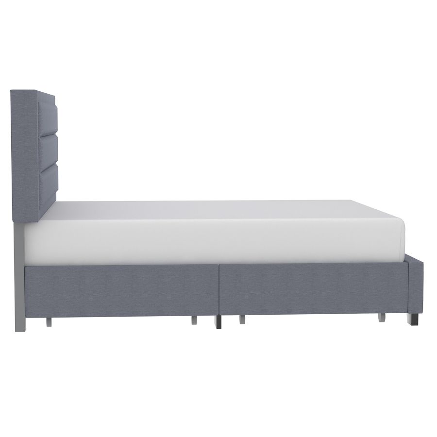 Lit plateforme double 54" Russell avec tiroirs de rangement en gris