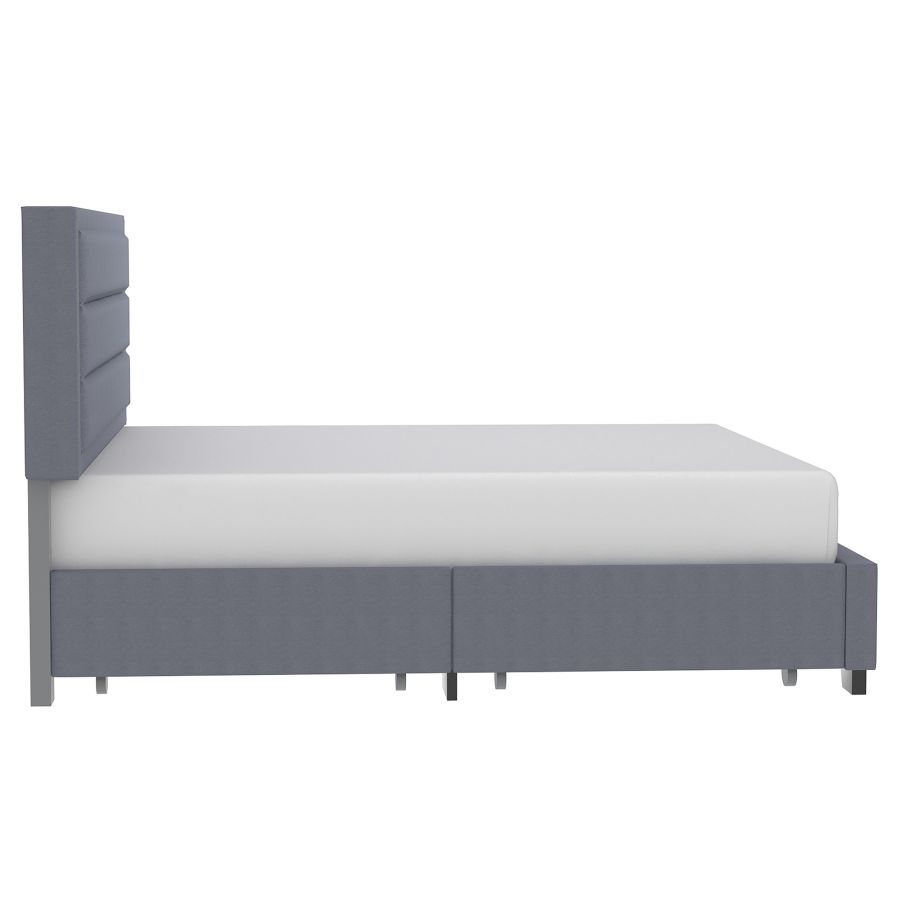 Très grand lit plateforme Russell de 78 po avec tiroirs de rangement en gris