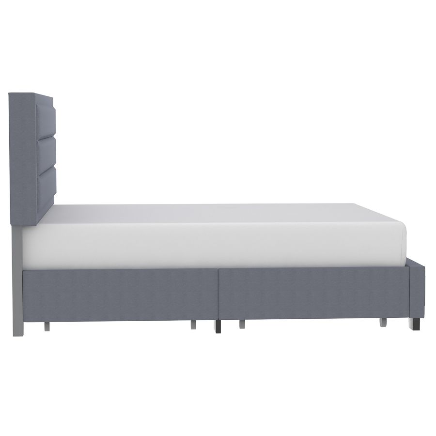 Grand lit plateforme Russell de 60 po avec tiroirs de rangement en gris
