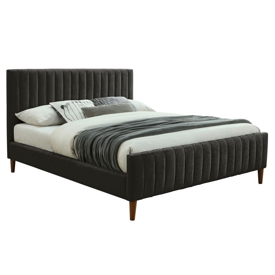 Lit plateforme Queen 60 po Hannah en charbon de bois