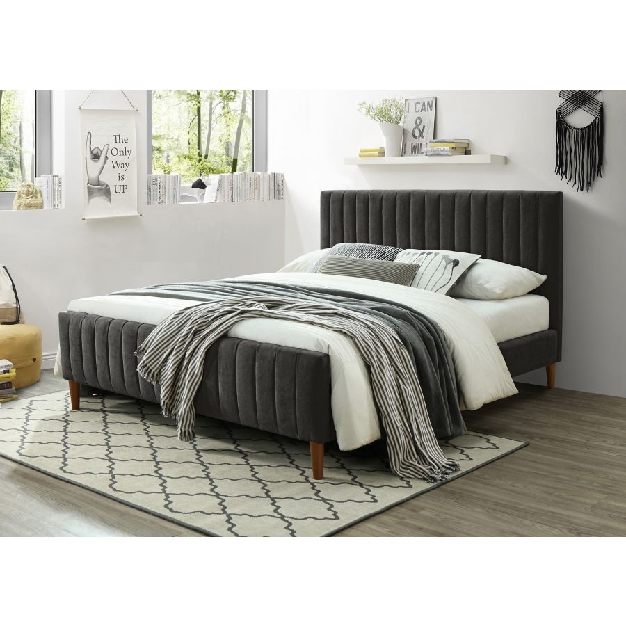 Lit plateforme Queen 60 po Hannah en charbon de bois