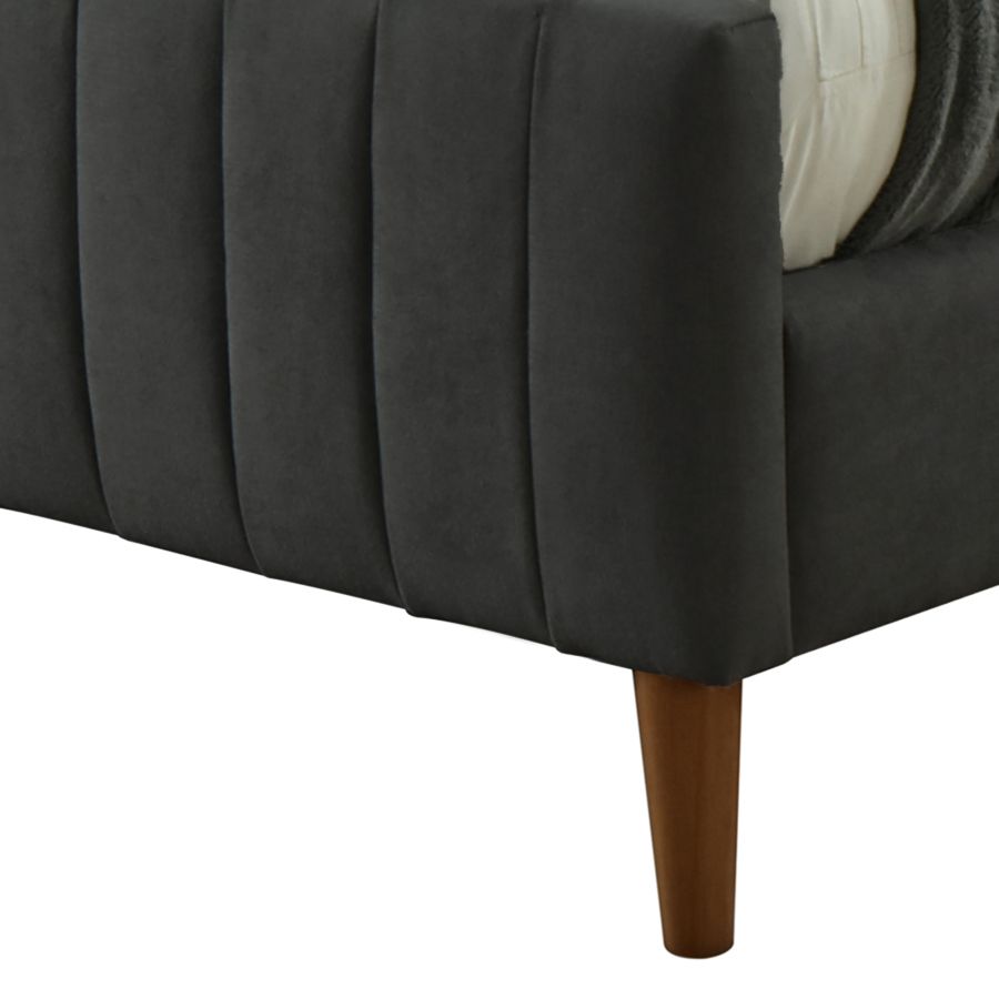 Lit plateforme Queen 60 po Hannah en charbon de bois