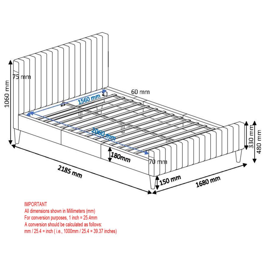 Lit plateforme queen 60" Hannah en gris clair