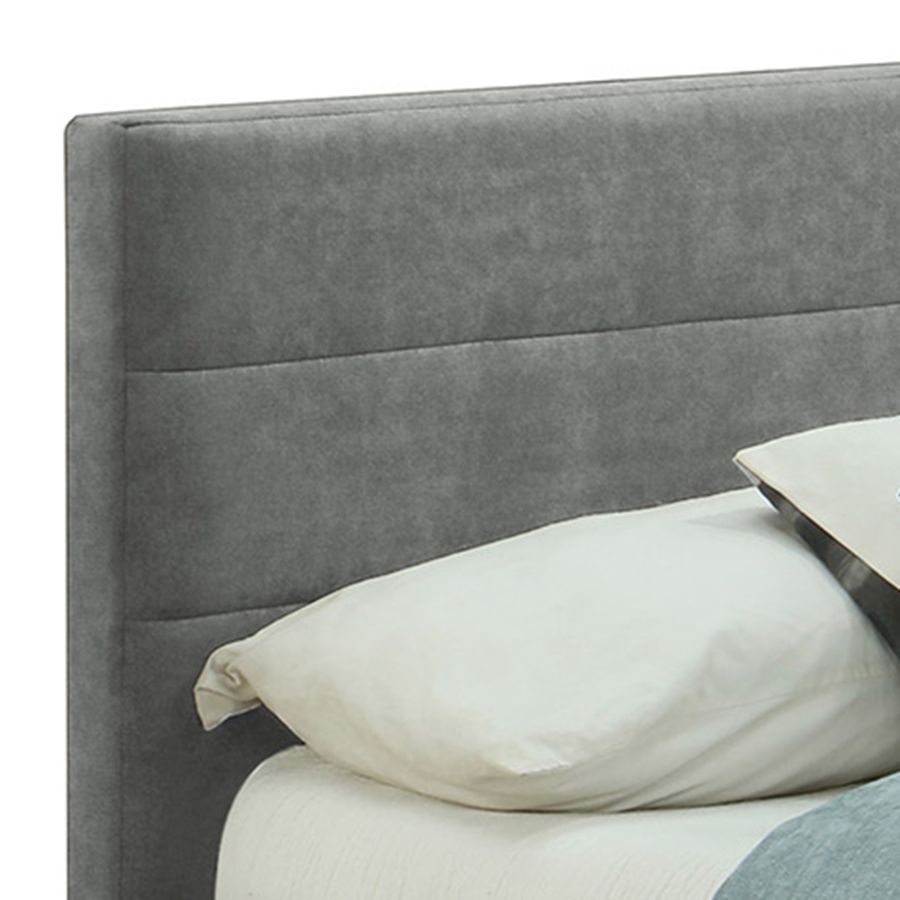 Très grand lit plateforme Emilio 78" avec tiroirs en gris clair
