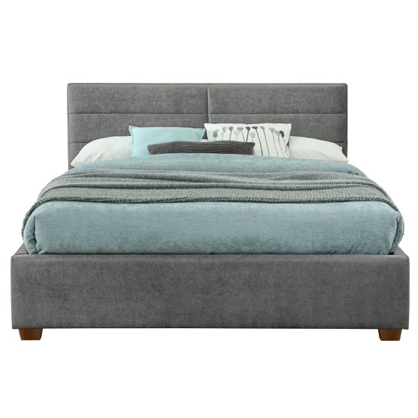 Grand lit plateforme Emilio 60" avec tiroirs en gris clair
