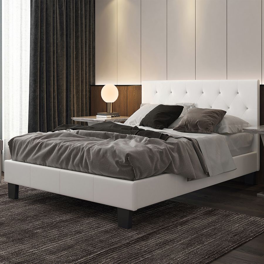 Lit plateforme double Glitz de 54 po en blanc