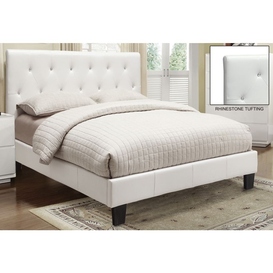Lit plateforme double Glitz de 54 po en blanc